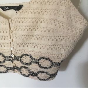 Zara | Tops | Zara Crochet Crop Top Cream Large | Poshmark